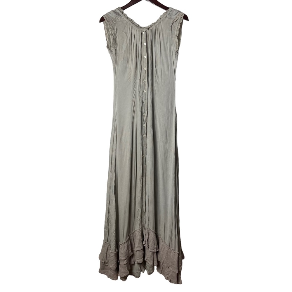 FREE PEOPLE Women’s Gray Peasant Maxi Dress Size M Boho Cottage Core Summer